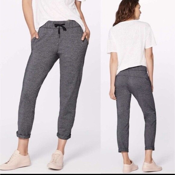 lululemon athletica Pants - Lululemon On the Fly 23" Crop Pants Size 6 Heathered Grey Pull On Luxtreme Sport